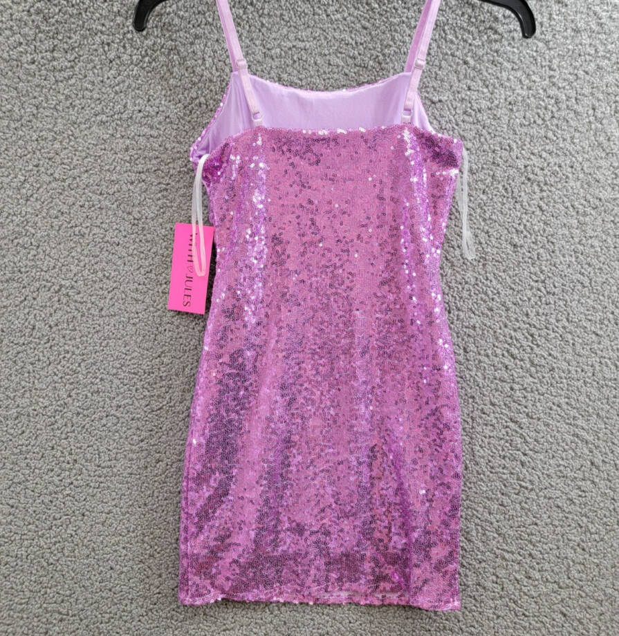 With Jules Sleeveless Sequin Bodycon Dress Big Girls L Lilac Round Neck Pullover