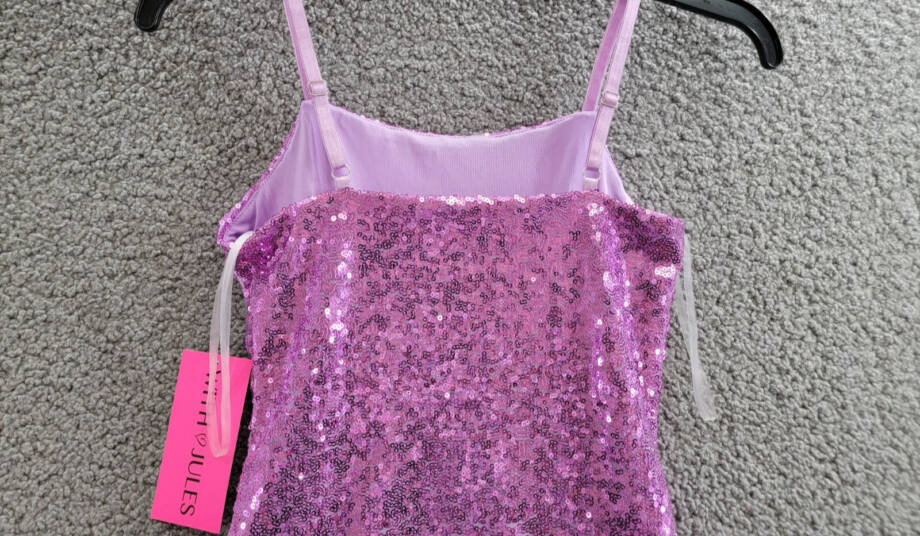 With Jules Sleeveless Sequin Bodycon Dress Big Girls L Lilac Round Neck Pullover