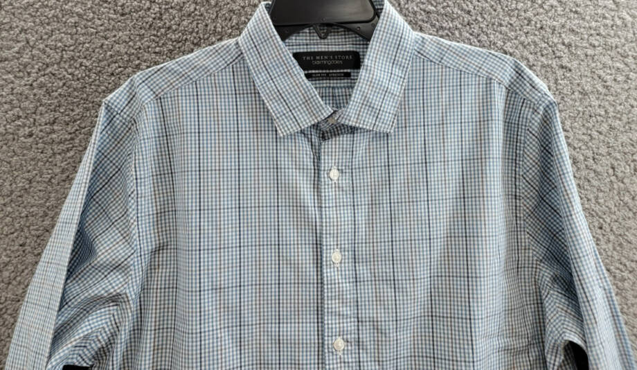 The Men's Store at Bloomingdale's Stretch Slim Fit Button Up Shirt Men's L Slate