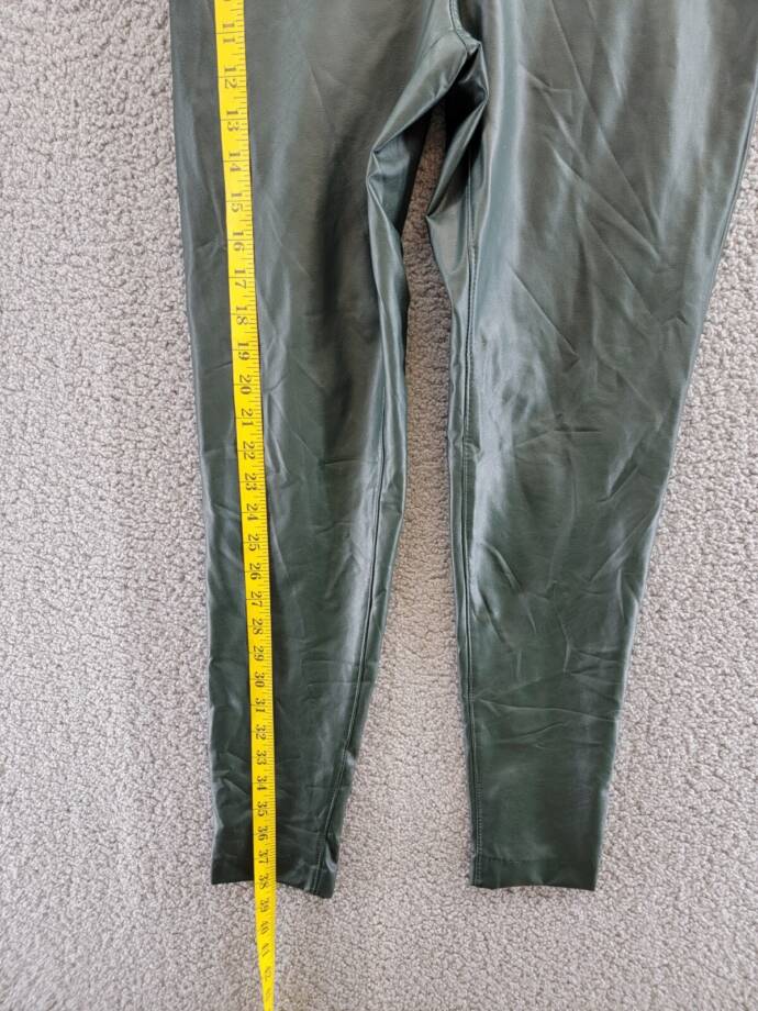 VINCE CAMUTO Faux-Leather Leggings Women's XS Dark Willow Elastic Waist Pull On