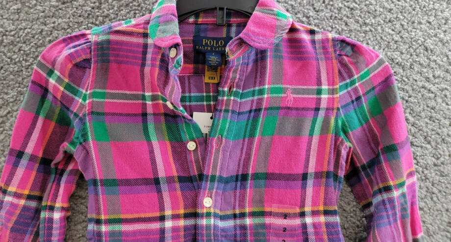 Polo Ralph Lauren Plaid Twill Shirtdress Little Girls' 2 Multi Button Front L/S