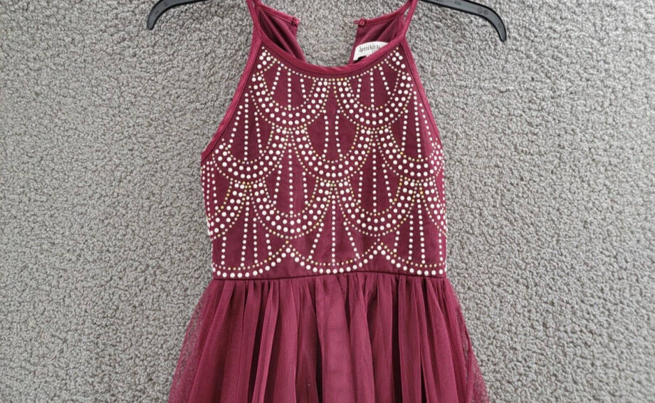 Speechless Rhinestone Bodice Special Occasion Dress Big Girls 10 Wine Back Zip