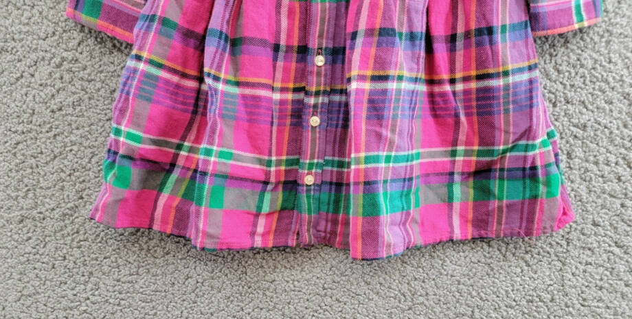 Polo Ralph Lauren Plaid Twill Shirtdress Little Girls' 2 Multi Button Front L/S