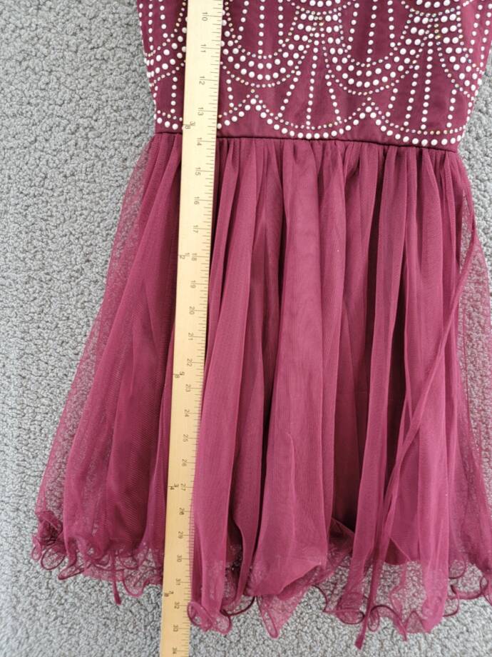 Speechless Rhinestone Bodice Special Occasion Dress Big Girls 10 Wine Back Zip