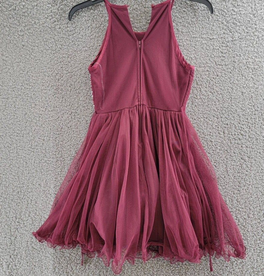 Speechless Rhinestone Bodice Special Occasion Dress Big Girls 10 Wine Back Zip