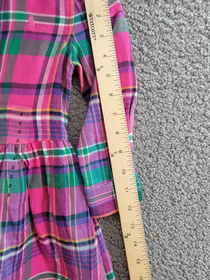 Polo Ralph Lauren Plaid Twill Shirtdress Little Girls' 2 Multi Button Front L/S