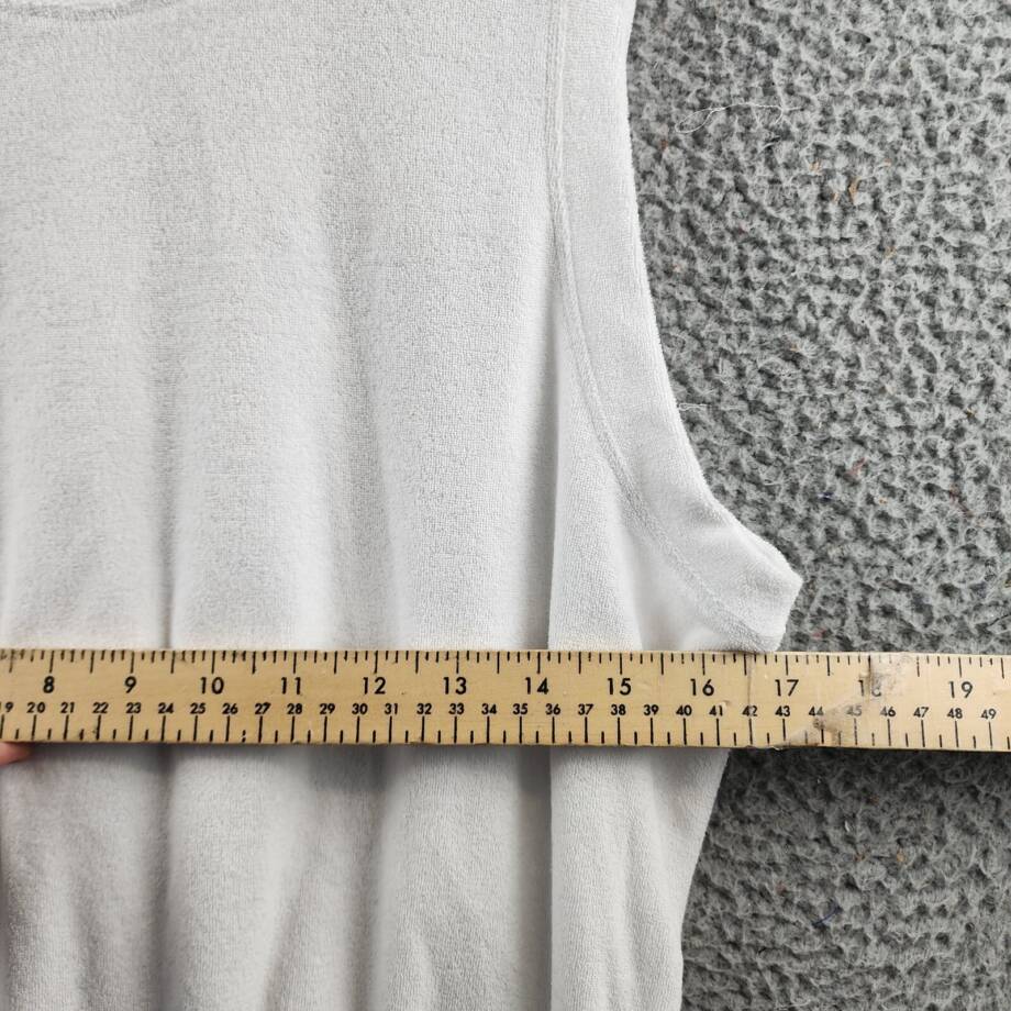WAYF Sleeveless Terry Romper Women's M White Crew Neck Slit Back Zip Hook & Eye