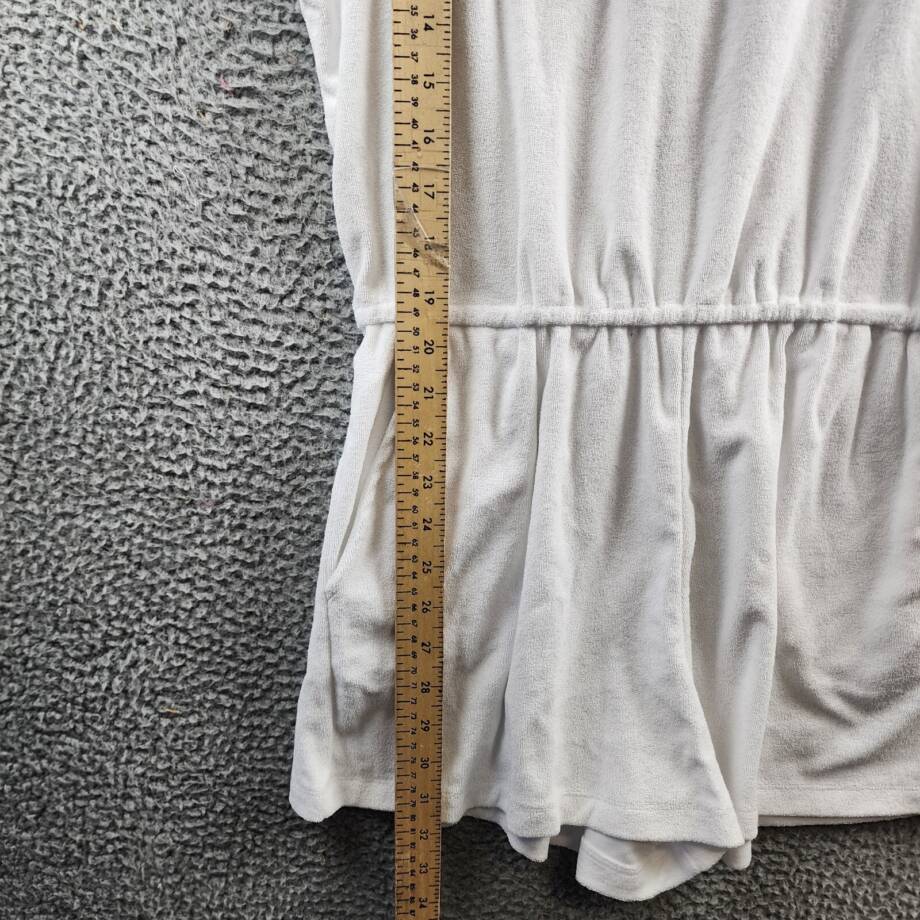 WAYF Sleeveless Terry Romper Women's M White Crew Neck Slit Back Zip Hook & Eye