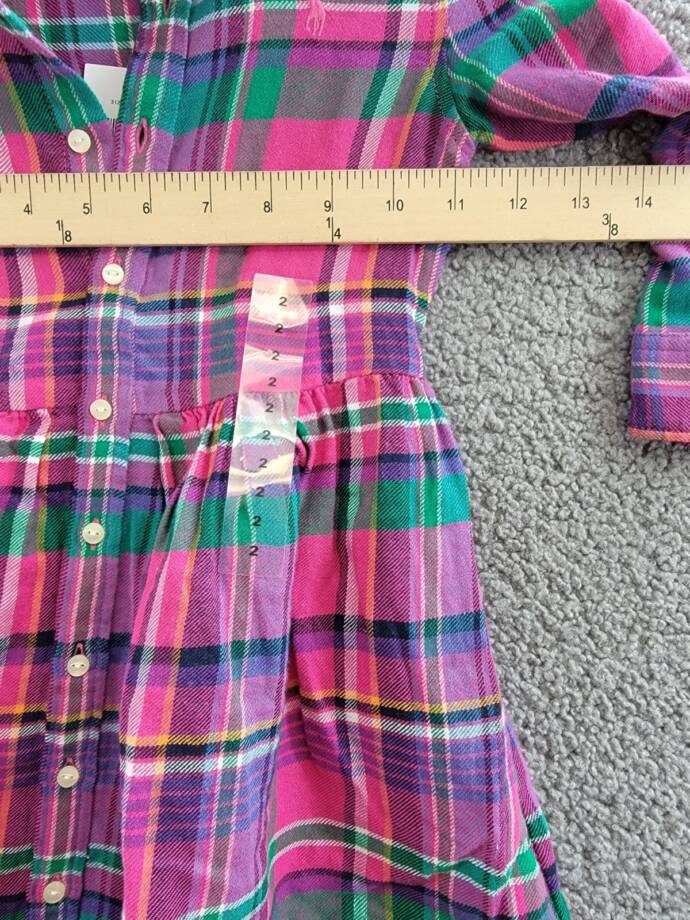 Polo Ralph Lauren Plaid Twill Shirtdress Little Girls' 2 Multi Button Front L/S