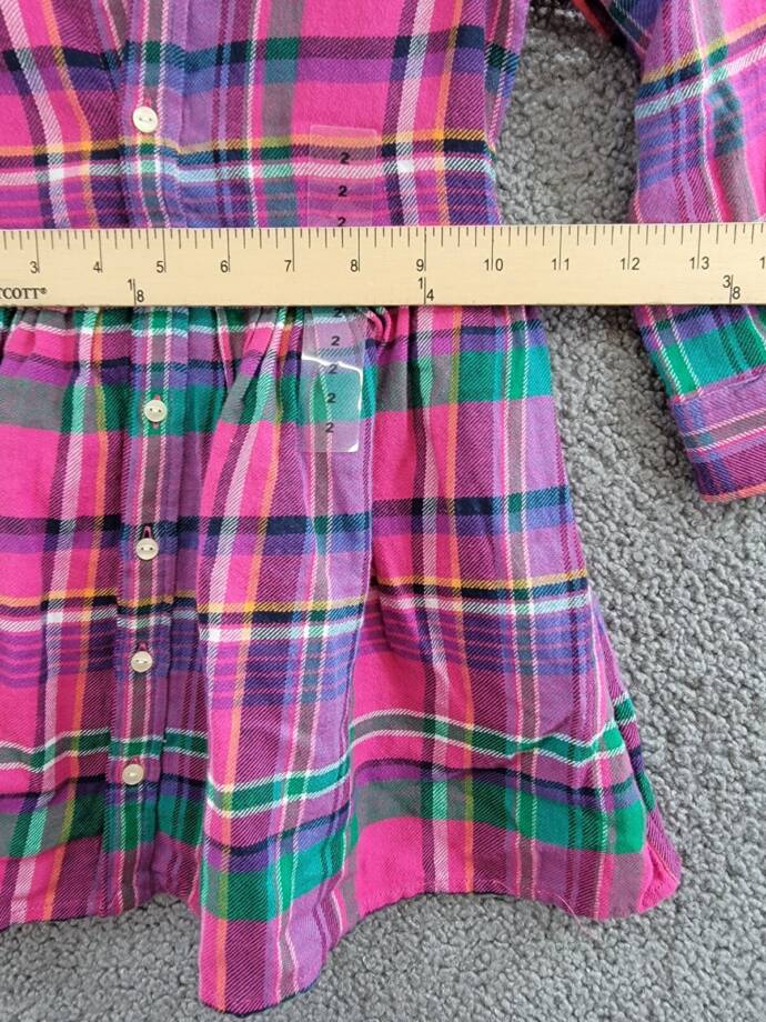 Polo Ralph Lauren Plaid Twill Shirtdress Little Girls' 2 Multi Button Front L/S