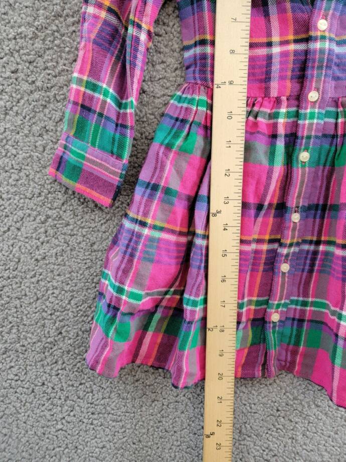 Polo Ralph Lauren Plaid Twill Shirtdress Little Girls' 2 Multi Button Front L/S