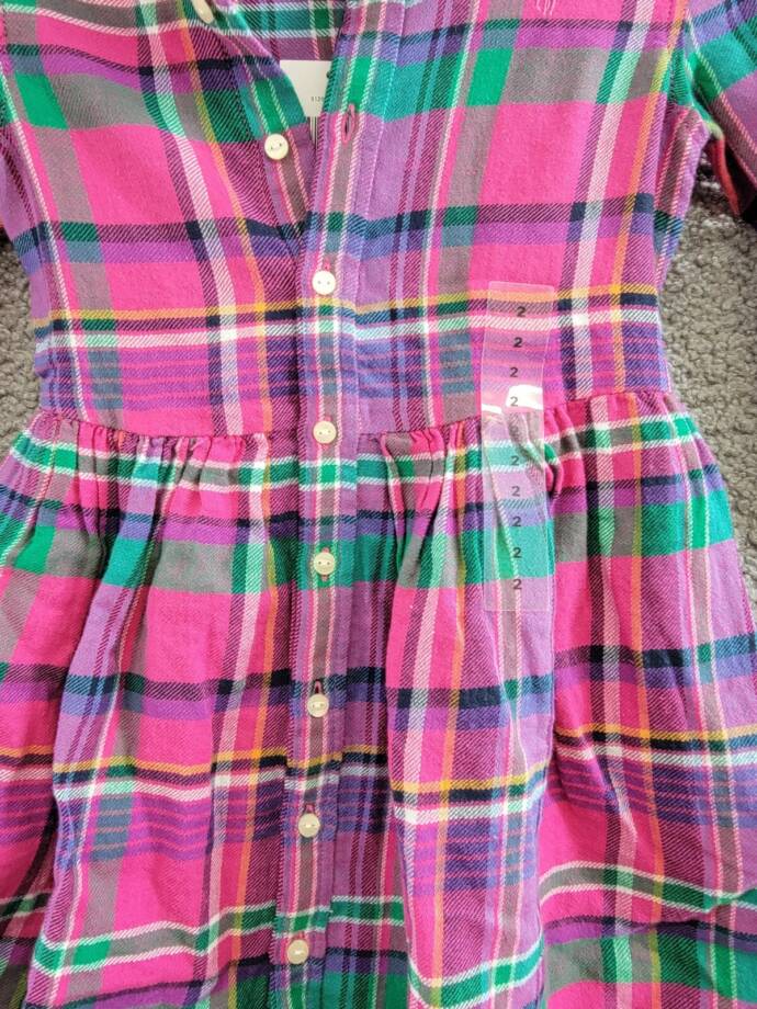 Polo Ralph Lauren Plaid Twill Shirtdress Little Girls' 2 Multi Button Front L/S