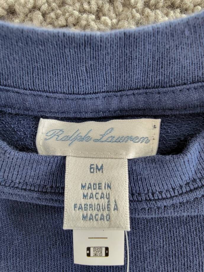 Ralph Lauren Ruffled French Terry Top & Pants Set Baby Girl 6M Navy Crew Neck