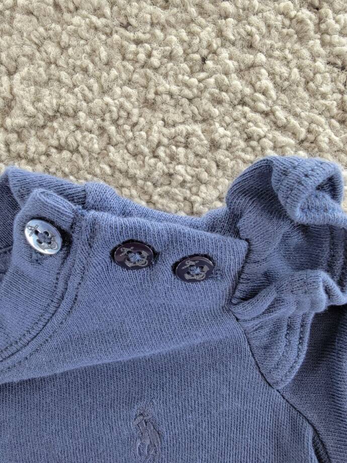 Ralph Lauren Ruffled French Terry Top & Pants Set Baby Girl 6M Navy Crew Neck