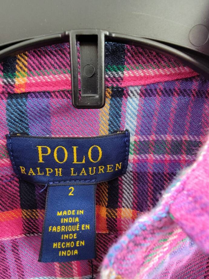 Polo Ralph Lauren Plaid Twill Shirtdress Little Girls' 2 Multi Button Front L/S