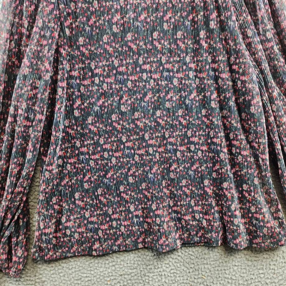 Sanctuary Night Dream Metallic Pleated Top Women's XXL Midnight Blue Multi L/S