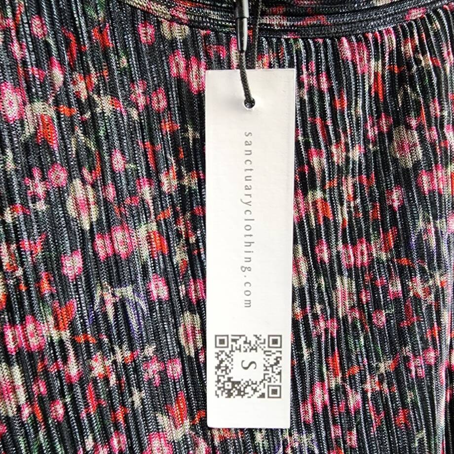 Sanctuary Night Dream Metallic Pleated Top Women's XXL Midnight Blue Multi L/S