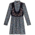 Beautees Chiffon Embroidered Velvet Faux Vest Dress Big Girls 10 Navy Multi L/S~