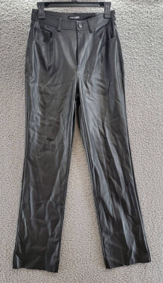 Steve Madden Loren High-Rise Faux-Leather Pants Womens 27 Black 5-Pocket Design