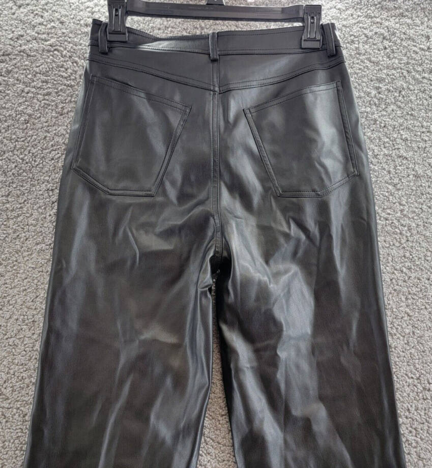 Steve Madden Loren High-Rise Faux-Leather Pants Womens 27 Black 5-Pocket Design