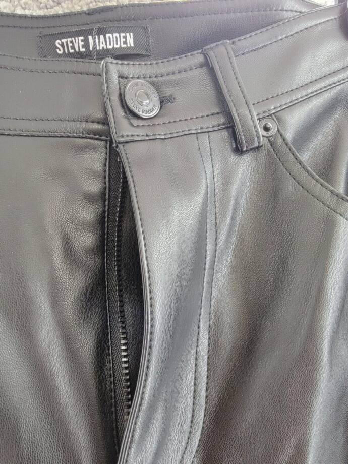 Steve Madden Loren High-Rise Faux-Leather Pants Womens 27 Black 5-Pocket Design