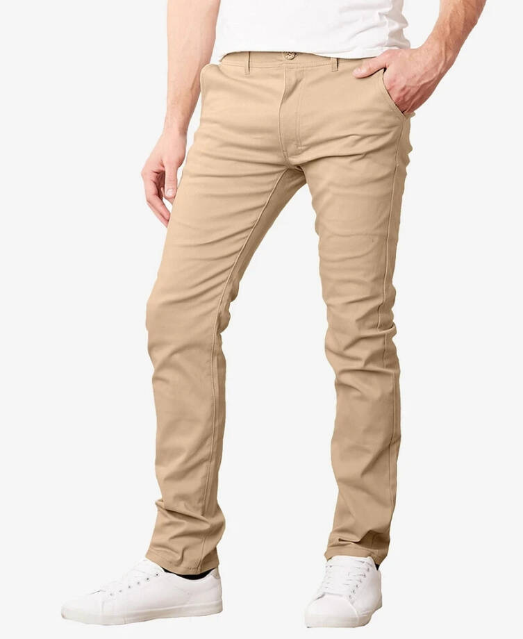Galaxy By Harvic Chino Slim Fit Everyday Pants Men's 34/30 Khaki Button Closure~