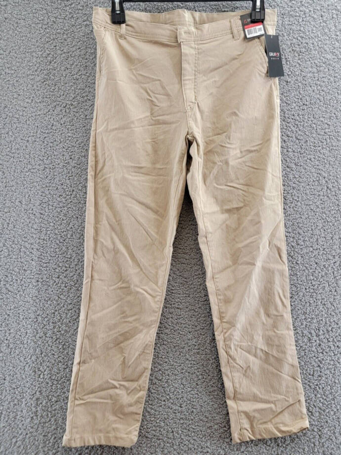 Galaxy By Harvic Chino Slim Fit Everyday Pants Men's 34/30 Khaki Button Closure~