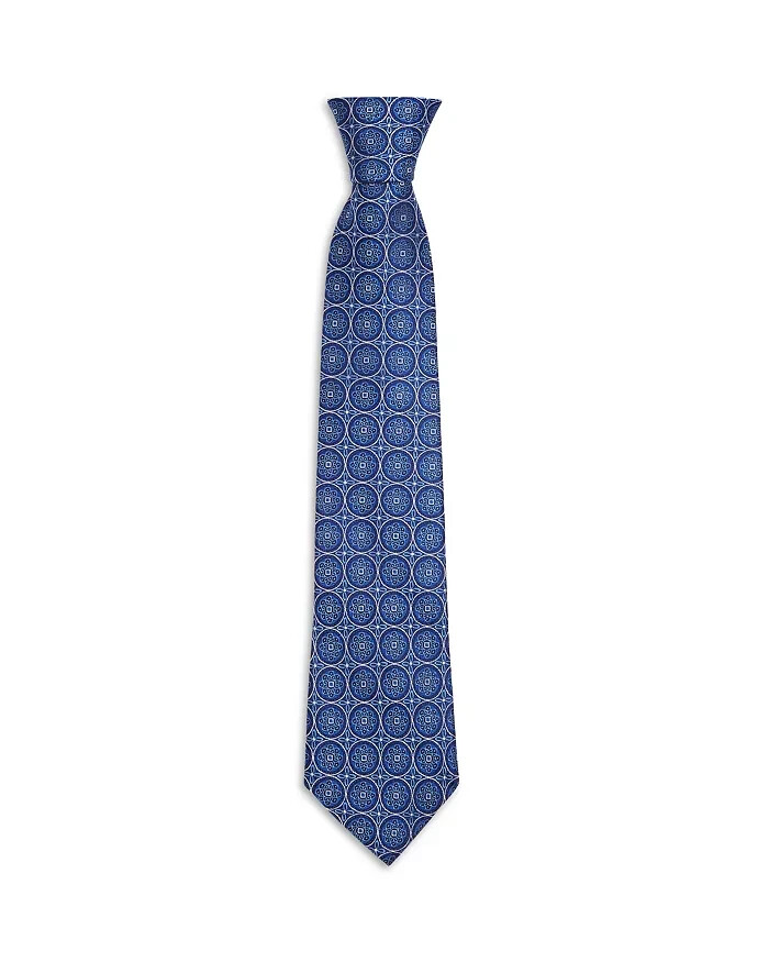 The Men's Store at Bloomingdale's Large Medallion Silk Classic Tie Men's 8 Navy