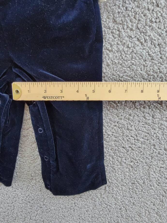 Ralph Lauren Plaid Shirt & Velvet Overall Set Baby Boys' 9M Navy Multi Snap L/S