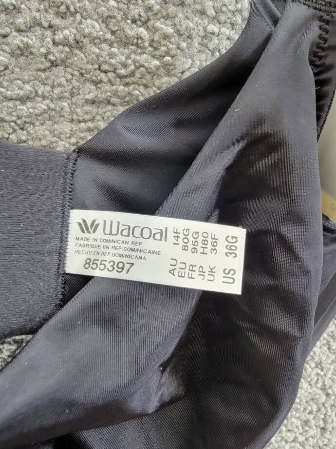 Wacoal Inner Sheen Underwire Bra Women's Plus Size 36G Black Hook & Eye Closure