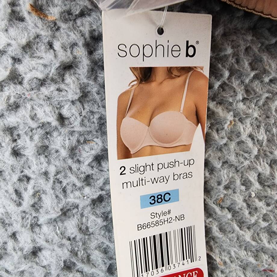 Sophie B Invisible Edge Multi-Way Push Up Bra Women's 38C Nude Hook & Eye Back