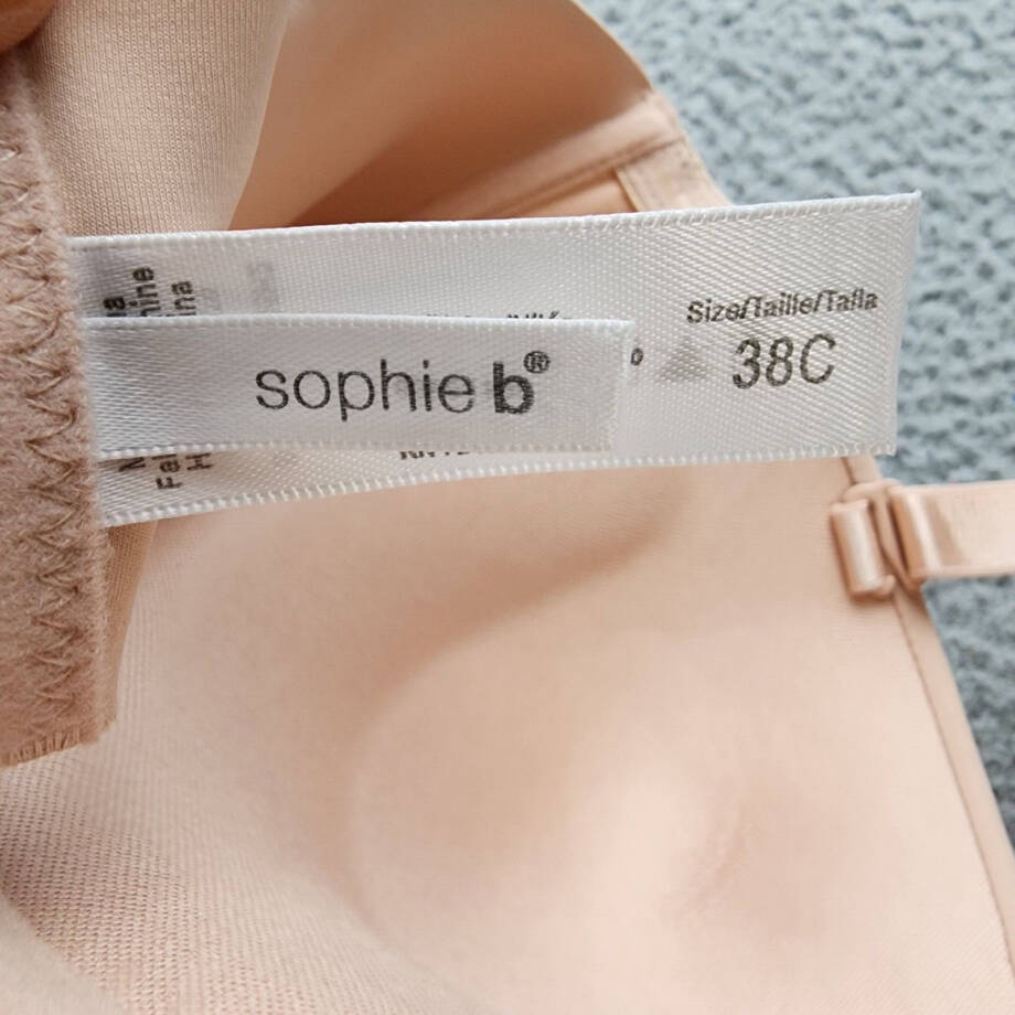 Sophie B Invisible Edge Multi-Way Push Up Bra Women's 38C Nude Hook & Eye Back