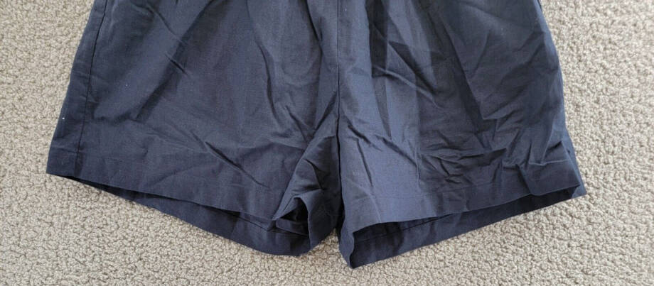 Aqua Linen Blend Mini Pleated Casual Short Women's M Navy Drawstring Pull On