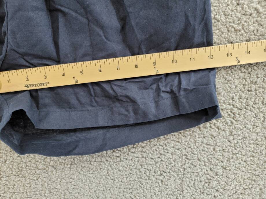 Aqua Linen Blend Mini Pleated Casual Short Women's M Navy Drawstring Pull On