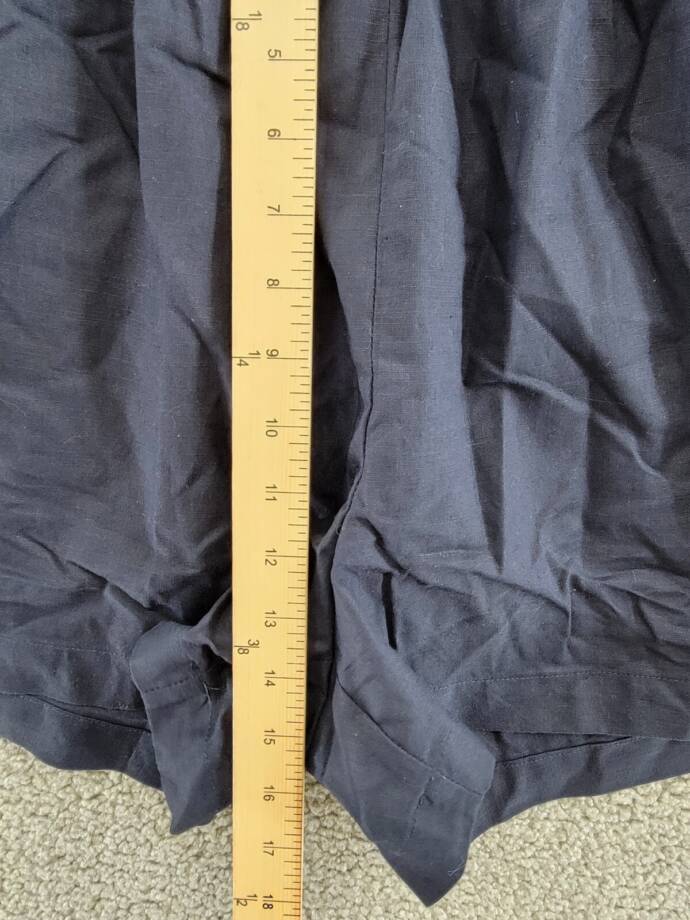 Aqua Linen Blend Mini Pleated Casual Short Women's M Navy Drawstring Pull On