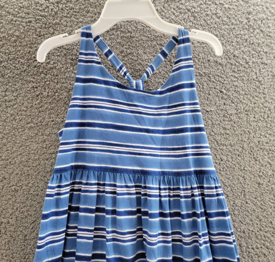 Polo Ralph Lauren Striped Cotton Jersey Dress Girl's XL (16) Blue/White Ruffled