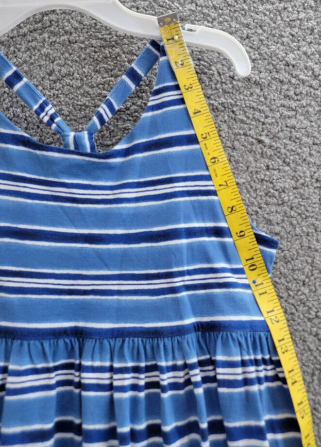 Polo Ralph Lauren Striped Cotton Jersey Dress Girl's XL (16) Blue/White Ruffled