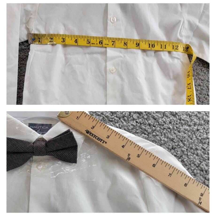 Nautica Shirt,Vest,Pants and Bow-Tie Set Little Boys 7 White/Dark Red/Gray