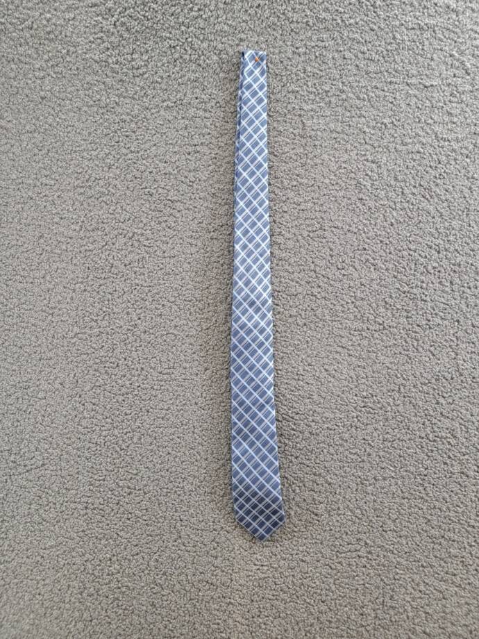 Calvin Klein Plaid Tie Men's Light Blue/Silver Silk Blend Adjustable