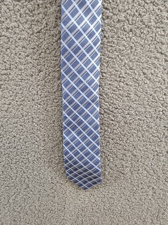 Calvin Klein Plaid Tie Men's Light Blue/Silver Silk Blend Adjustable