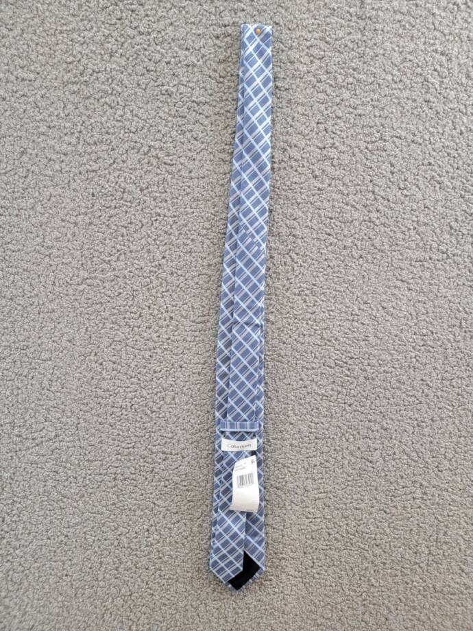 Calvin Klein Plaid Tie Men's Light Blue/Silver Silk Blend Adjustable
