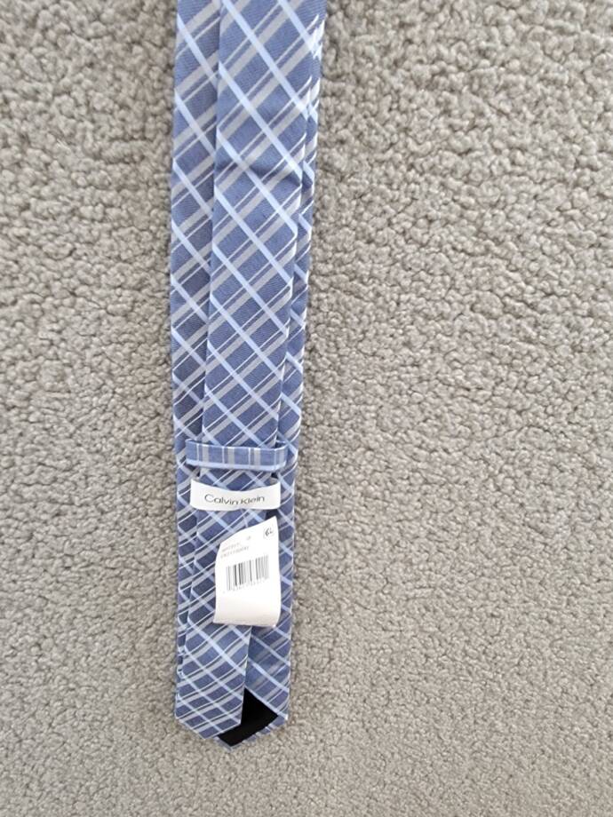 Calvin Klein Plaid Tie Men's Light Blue/Silver Silk Blend Adjustable