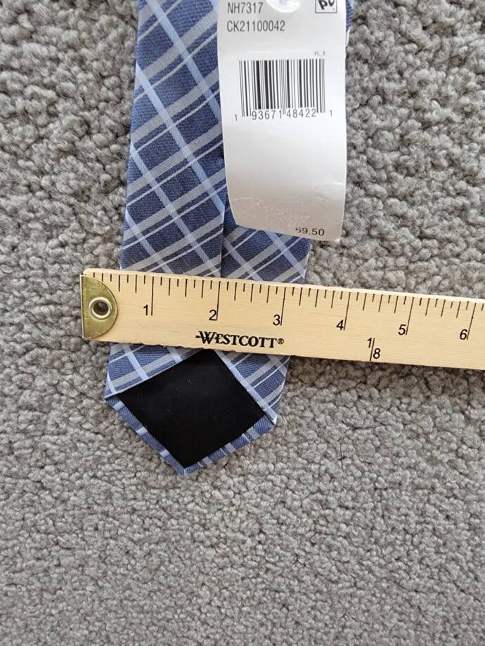 Calvin Klein Plaid Tie Men's Light Blue/Silver Silk Blend Adjustable