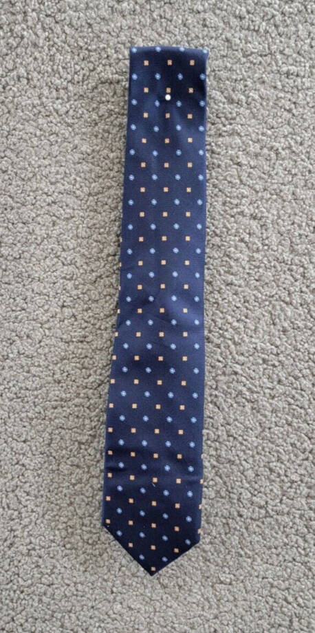 Tommy Hilfiger Silk Blend Classic Floral Neat Tie Men's Navy Adjustable~