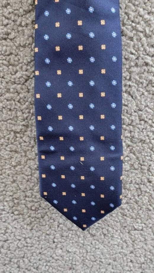 Tommy Hilfiger Silk Blend Classic Floral Neat Tie Men's Navy Adjustable~