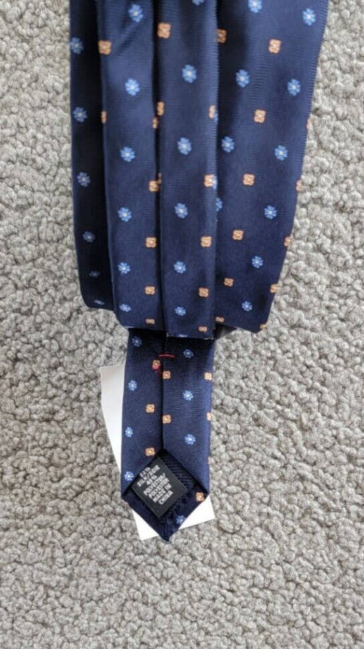 Tommy Hilfiger Silk Blend Classic Floral Neat Tie Men's Navy Adjustable~