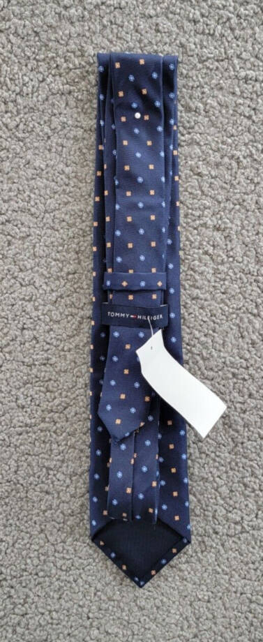 Tommy Hilfiger Silk Blend Classic Floral Neat Tie Men's Navy Adjustable~