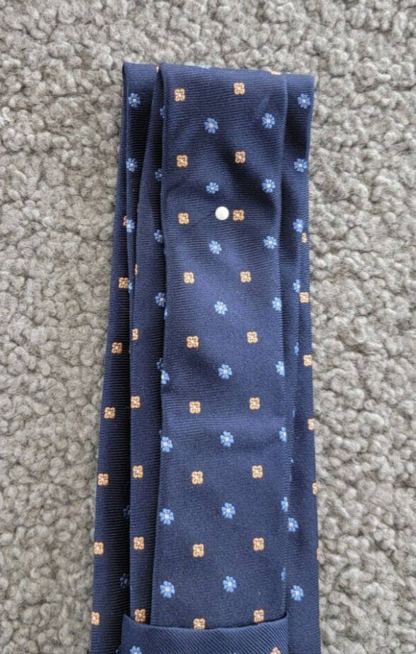 Tommy Hilfiger Silk Blend Classic Floral Neat Tie Men's Navy Adjustable~