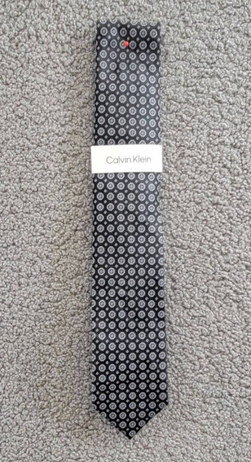 Calvin Klein Hex-Dot Medallion Tie Men's One Size Black Classic Design Pointed