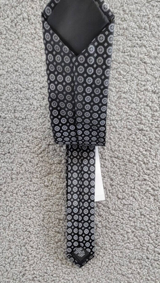 Calvin Klein Hex-Dot Medallion Tie Men's One Size Black Classic Design Pointed